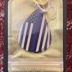 Patriotic Teardrop Earrings - Black, White, Blue